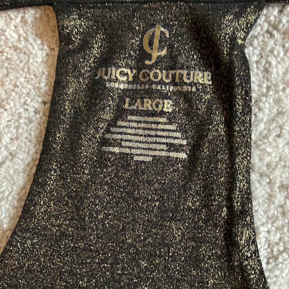 Juicy Couture Large Gold & Black Metallic Short sleeve top - Picture 2 of 3